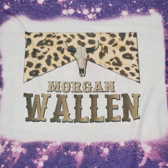 Morgan Wallen SS Bleach Dyed Purple Tee - Size Large - Picture 1 of 4